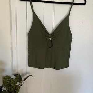 TopMark Olive Green Ribbed Tie-Front Cami Top, Sz XS